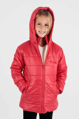 Girls' Casual Bomber Jacket - Long Sleeves - Zippered with Hood - Faux Fur Lining