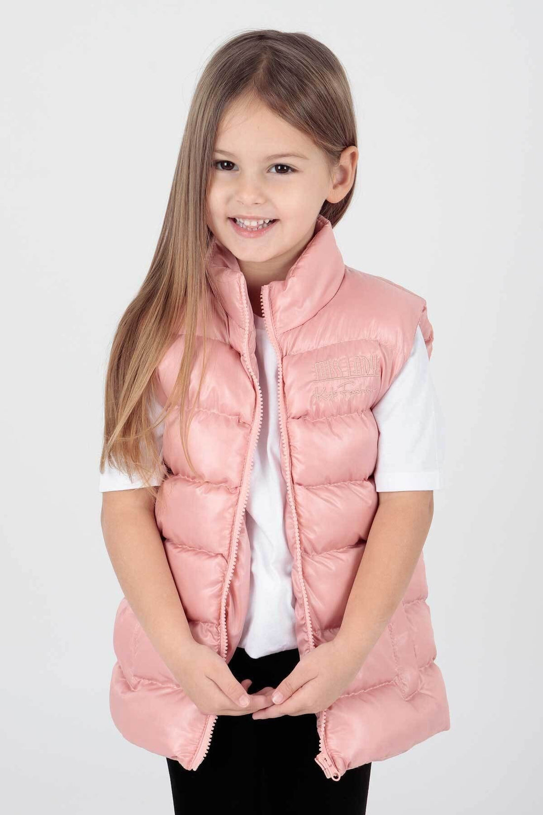 Girls' Casual Sleeveless Jacket - With Zipper - Embroidered Pattern on Top