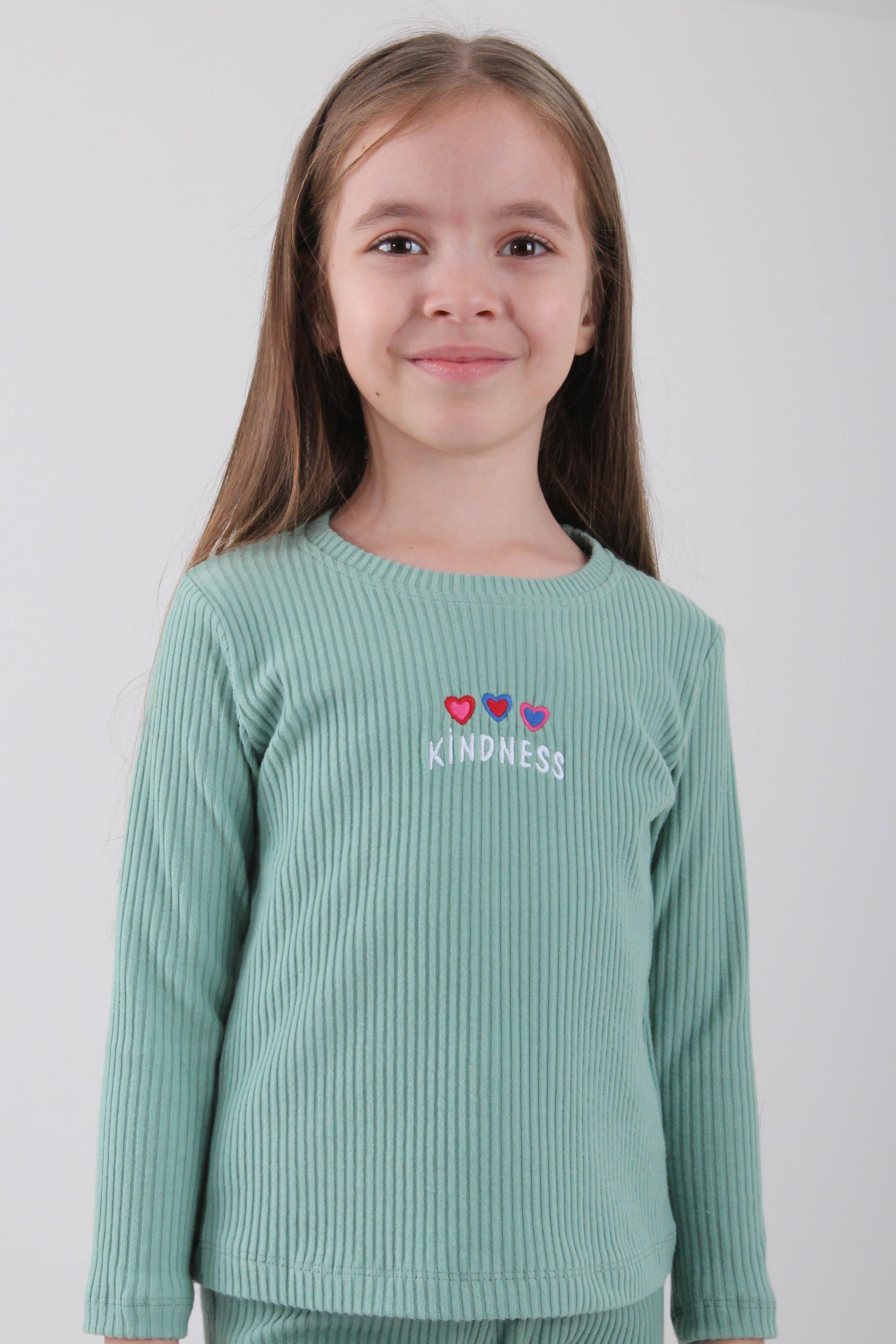 <tc>Sweatshirt fille avec broderie "Kindness" et cœur en 100 % coton</tc>