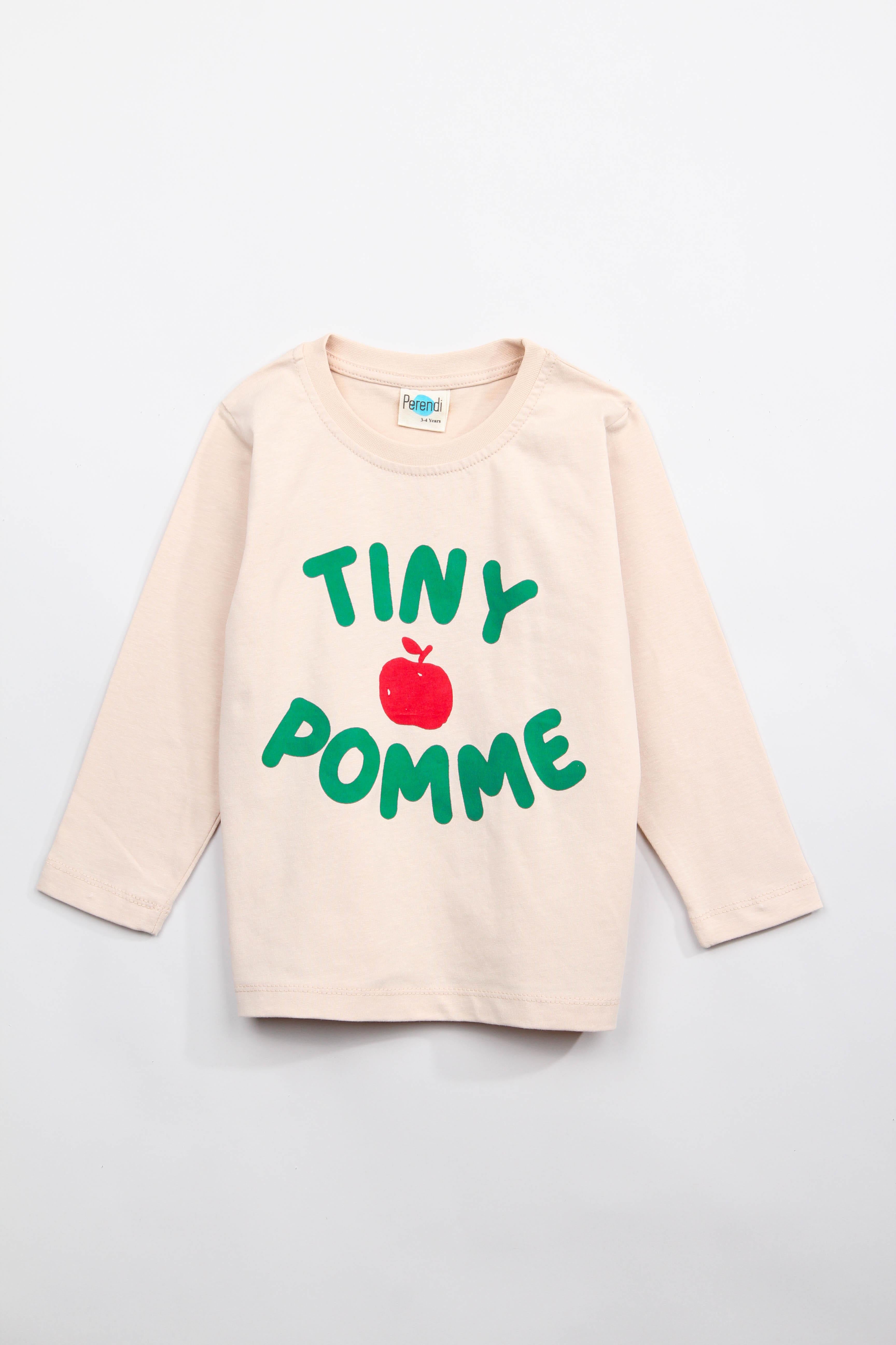 <tc>T-shirt unisexe pour enfants en 100 % coton à manches longues avec imprimé Tiny Pomme</tc>