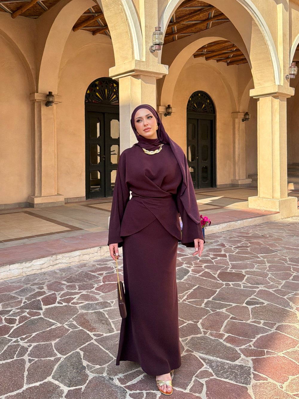 Ensemble femme tunique et jupe longue – Tenue élégante.