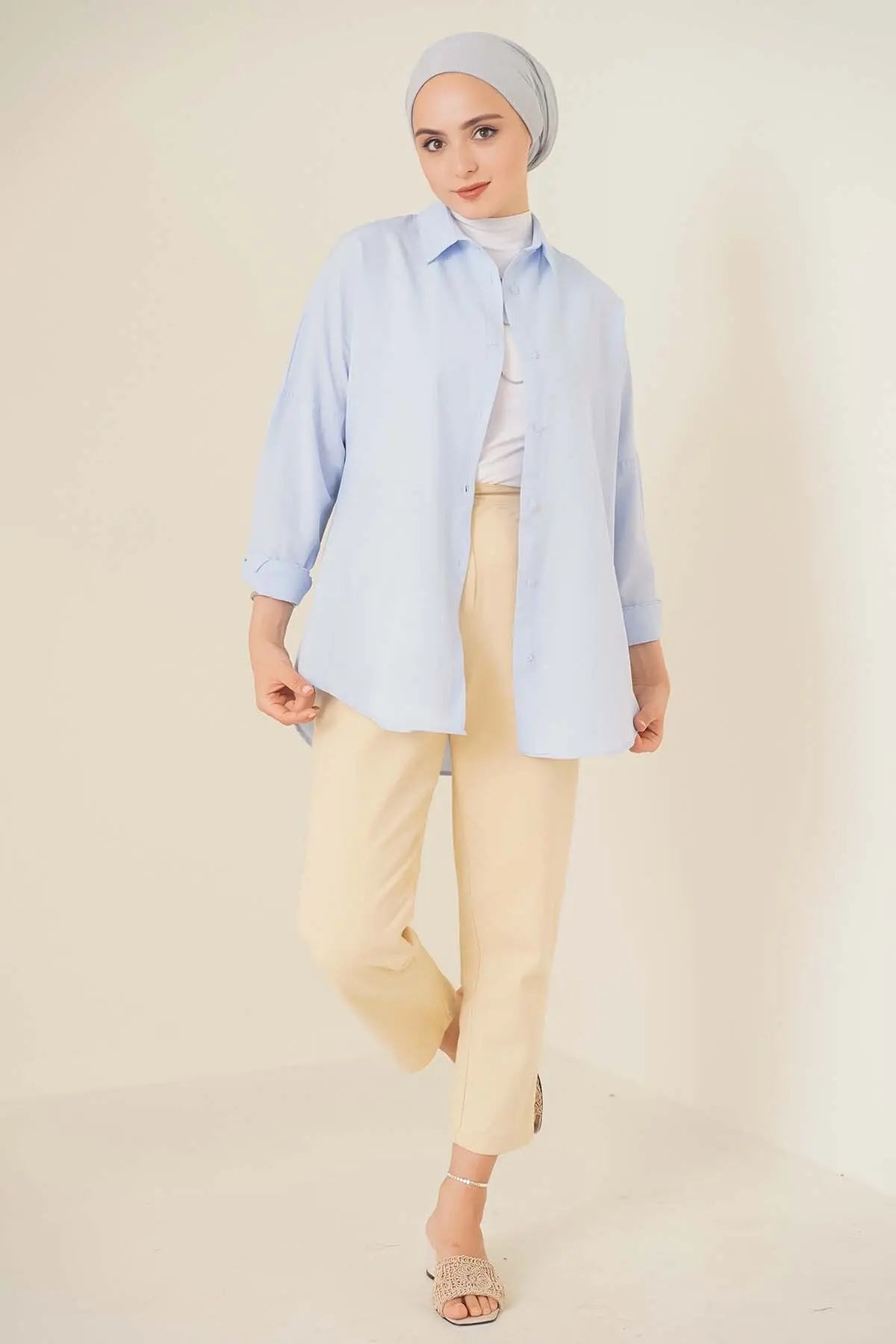 103901 oversize basic tesettür gömlek - Justyol