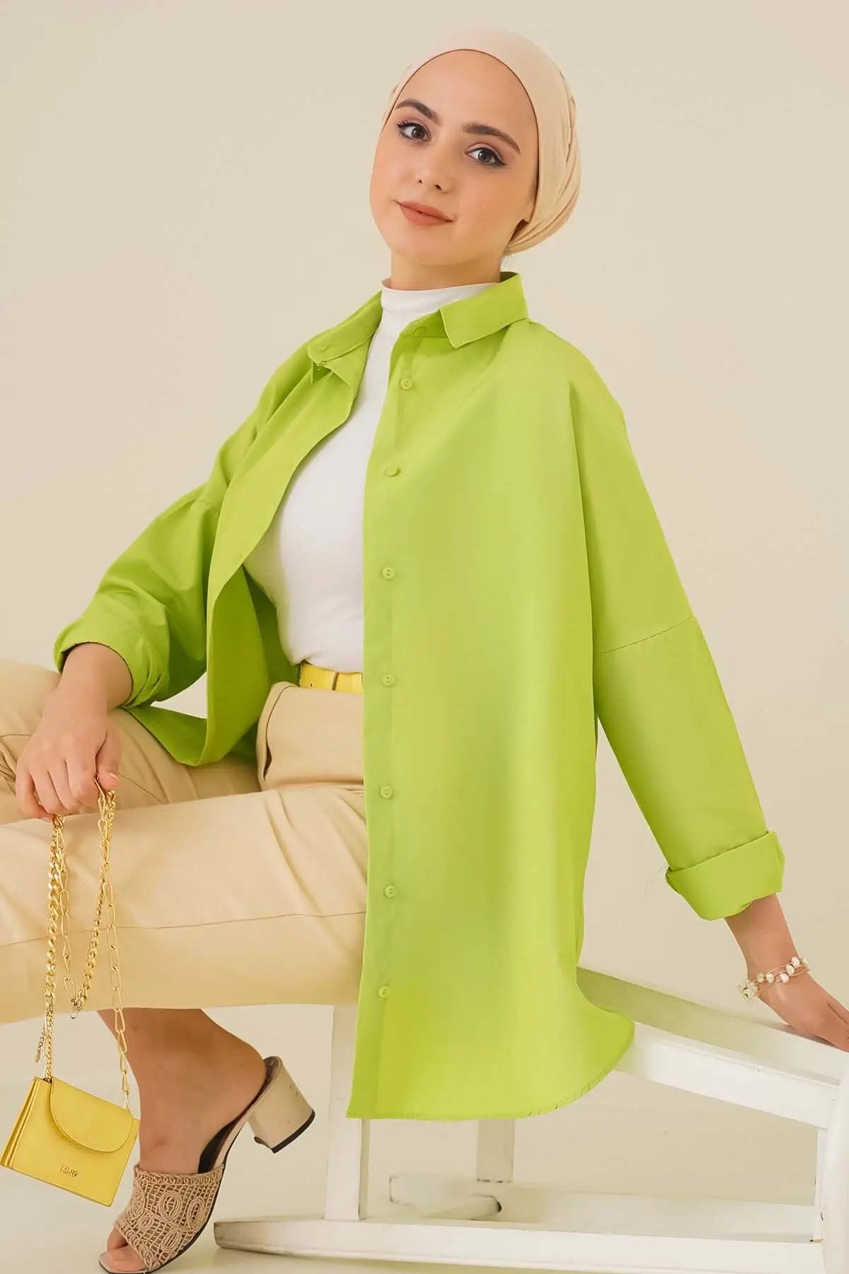 103901 oversize basic tesettür gömlek - Justyol