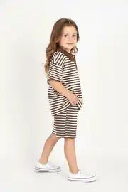 Ensemble Fille 2 Pièces en Tissu Lacoste Rayé