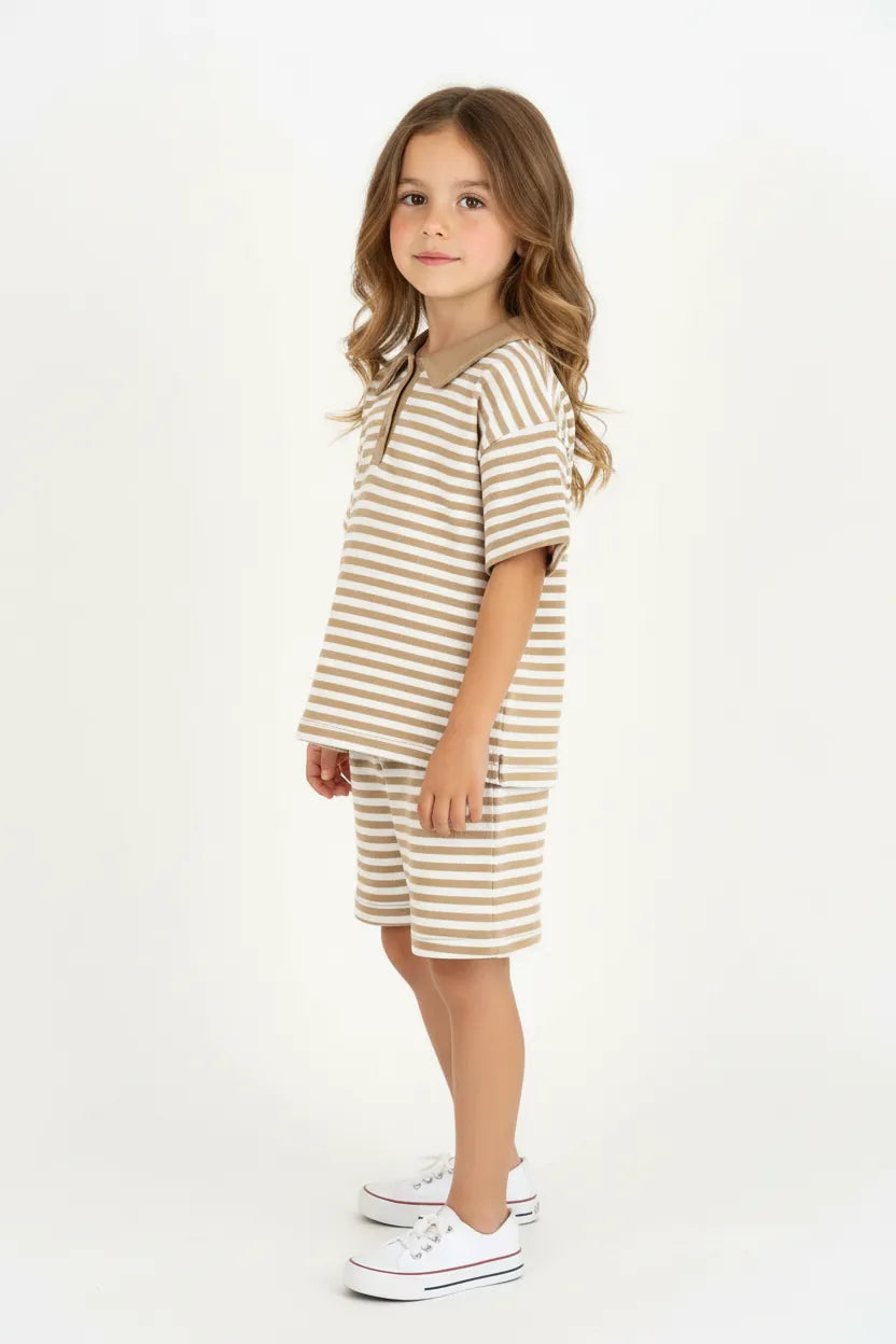 Ensemble Fille 2 Pièces en Tissu Lacoste Rayé
