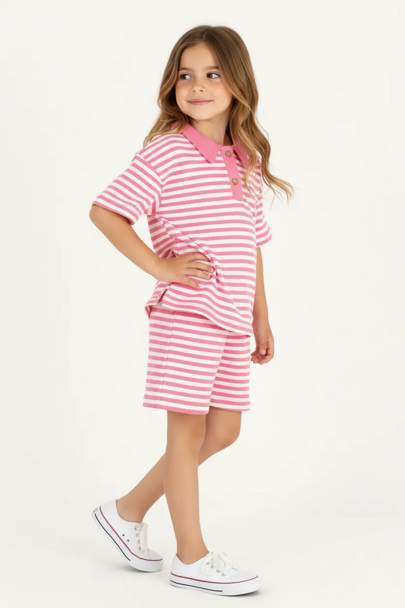 Ensemble Fille 2 Pièces en Tissu Lacoste Rayé