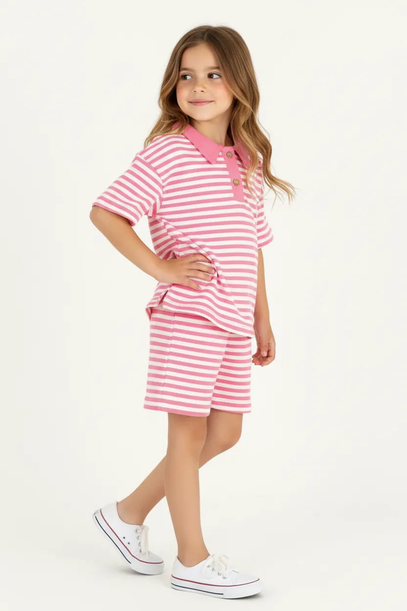 Ensemble Fille 2 Pièces en Tissu Lacoste Rayé