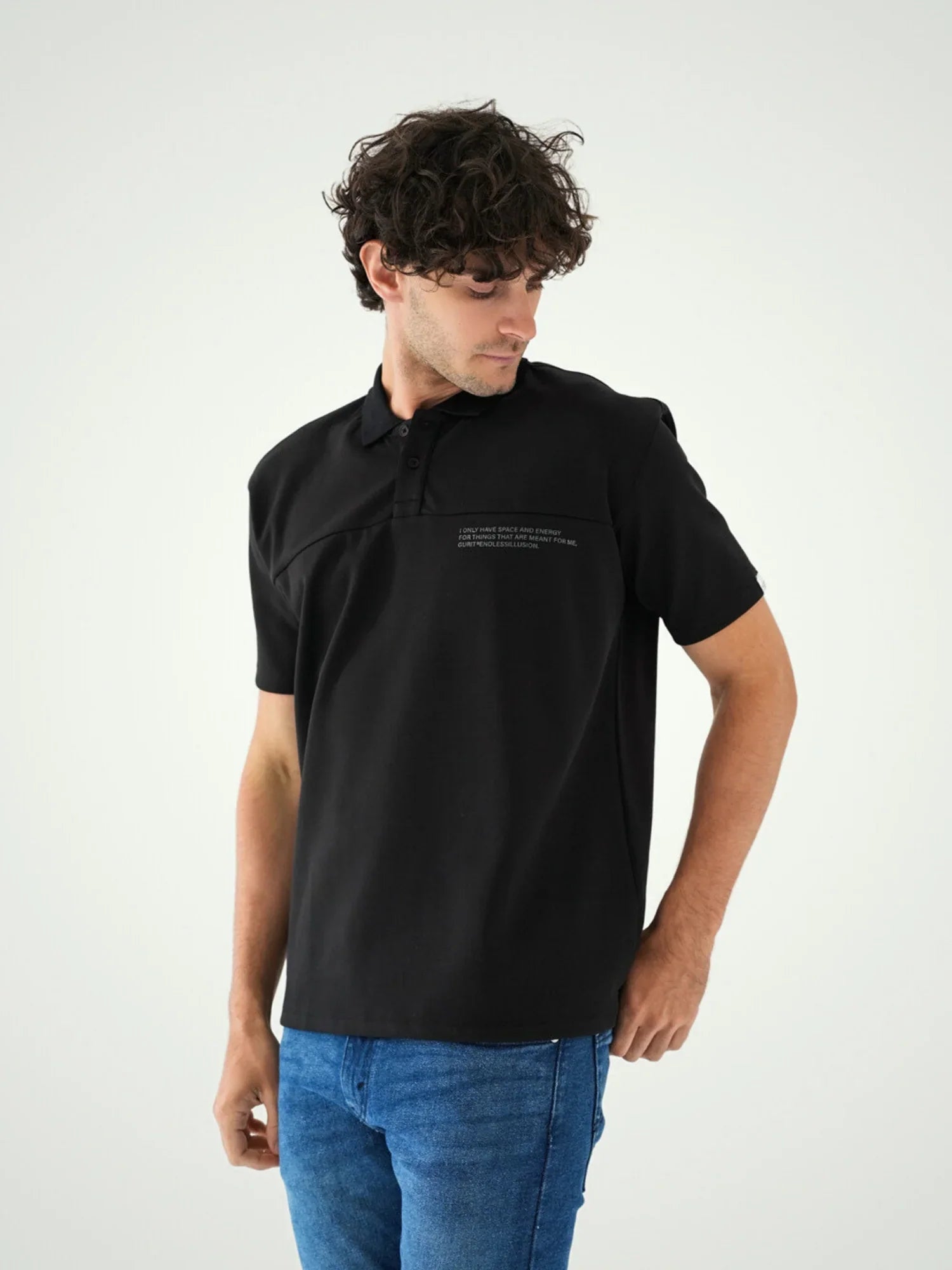 Polo homme noir avec imprimé logo distinctif - POS24SPPR21758TM1