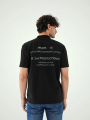 Polo homme noir avec imprimé logo distinctif - POS24SPPR21758TM1