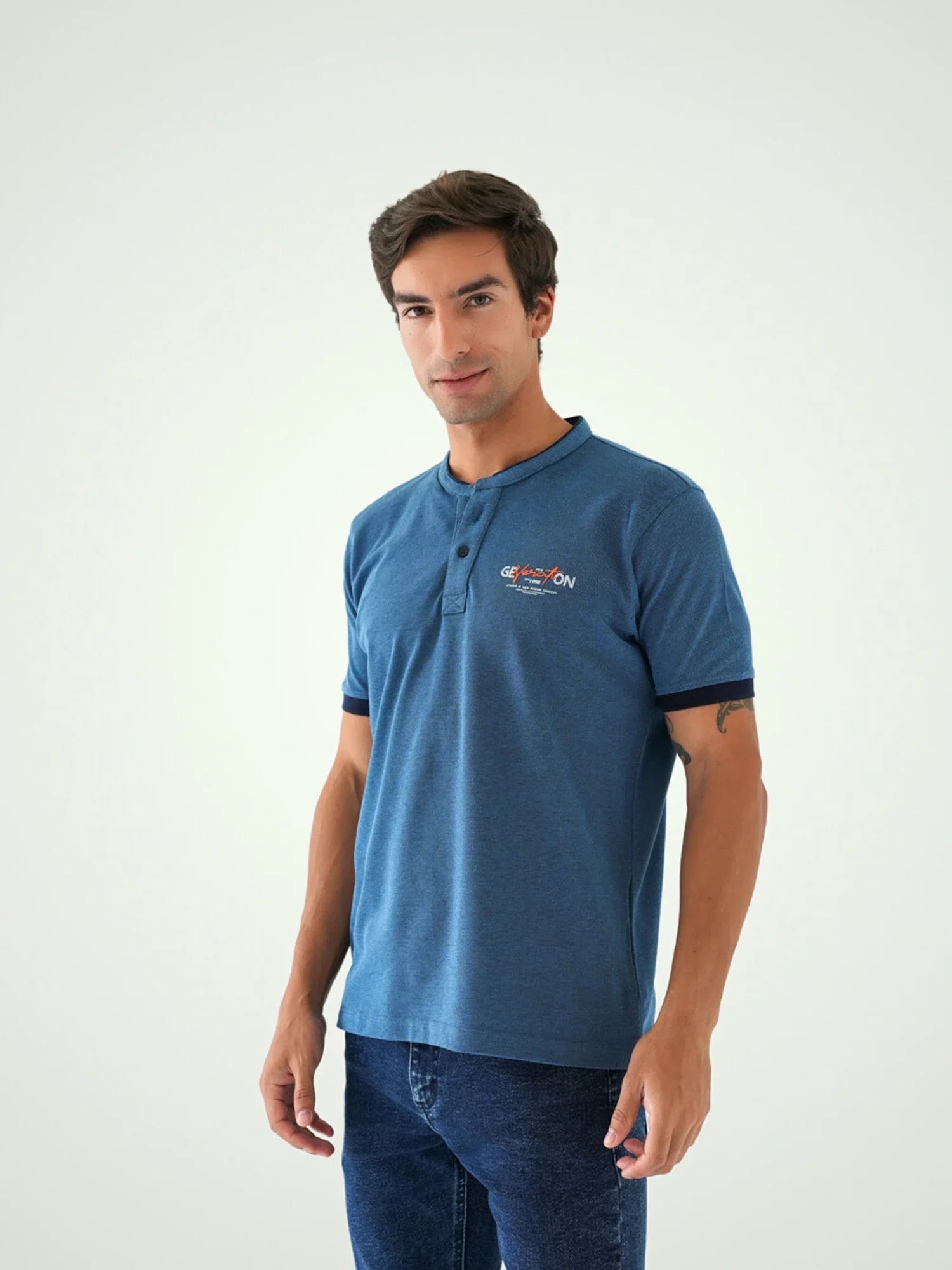 Polo homme Henley – Confort et style décontracté - POS24SAPU21825TM1