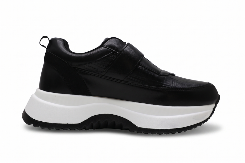 Baskets Plateforme Femme à Scratch Effet Cuir Confortables