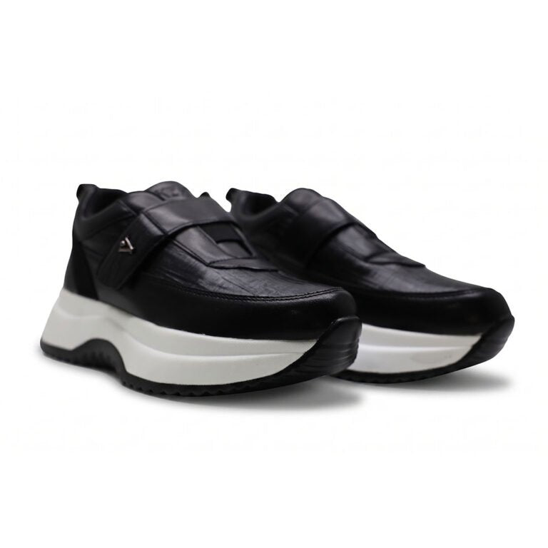 Baskets Plateforme Femme à Scratch Effet Cuir Confortables