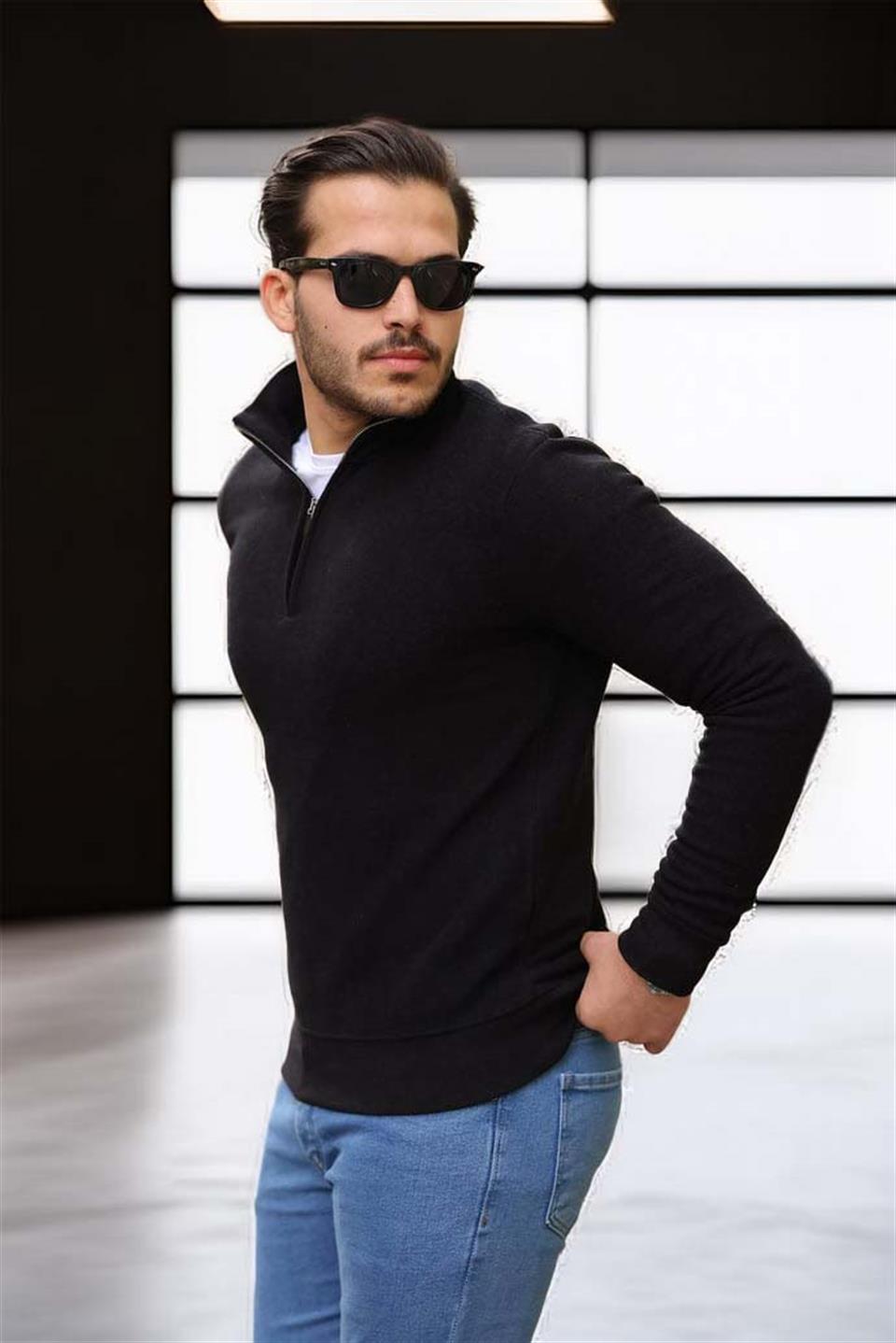 Sweat Homme Lars Col Zippé en Maille Selanik