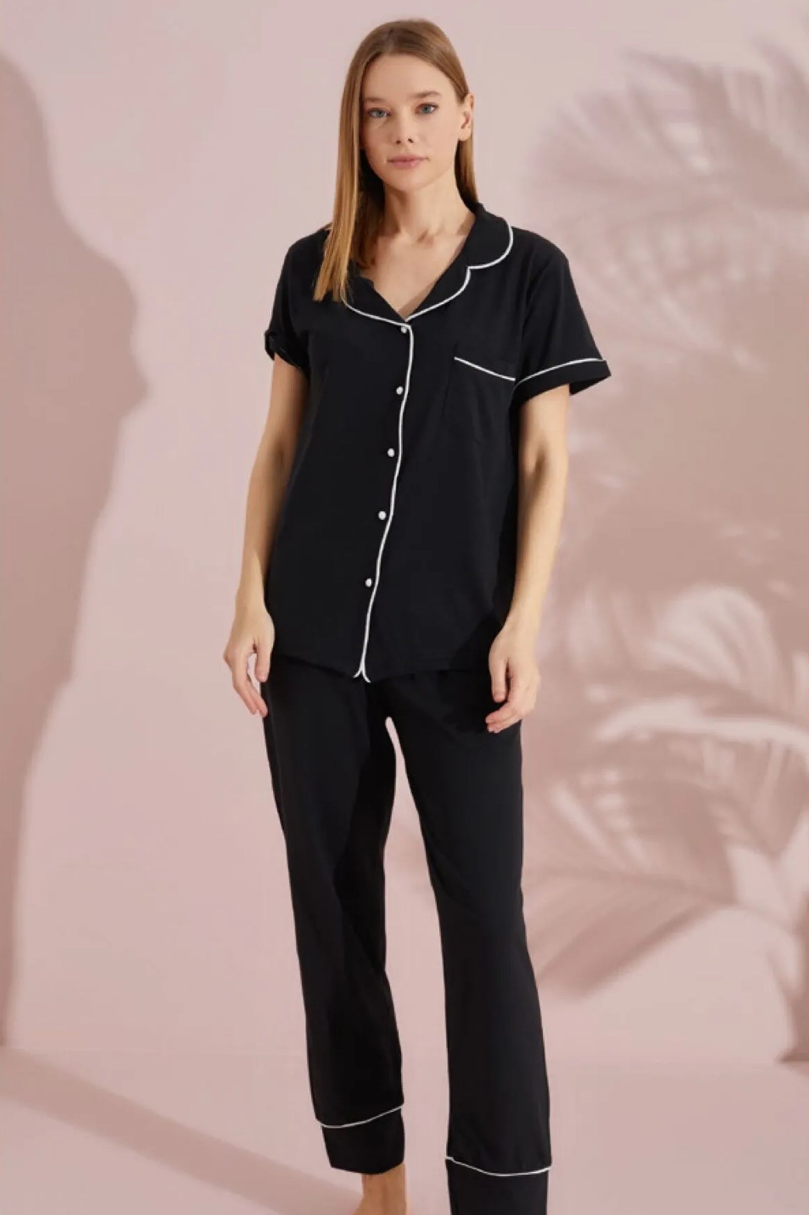 <tc>ensemble de pyjama court avec manches, détails de poches et bordure en coton Dreamy</tc>