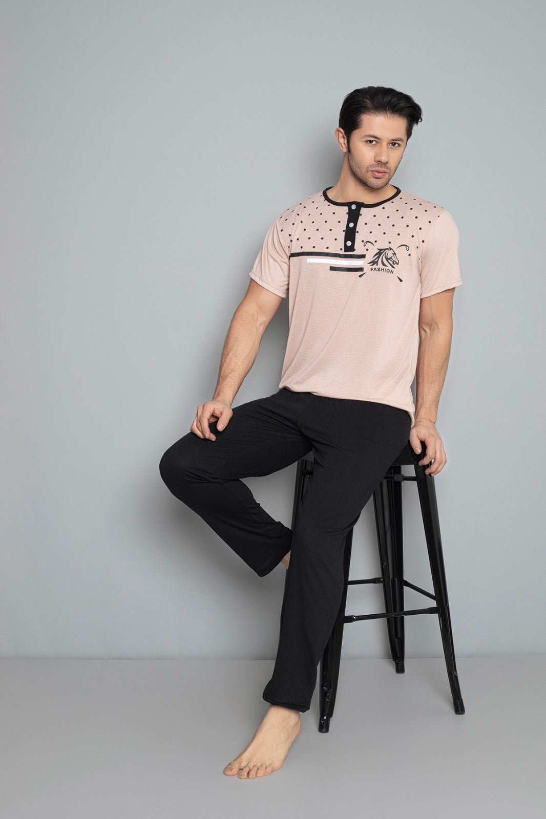 <tc>Ensemble de pyjama à manches courtes pour homme en coton avec col à boutons, Dreamy.4o mini</tc>