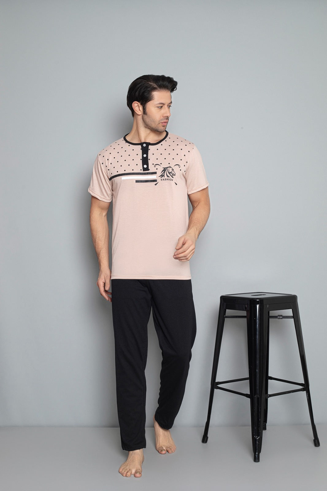 <tc>Ensemble de pyjama à manches courtes pour homme en coton avec col à boutons, Dreamy.4o mini</tc>