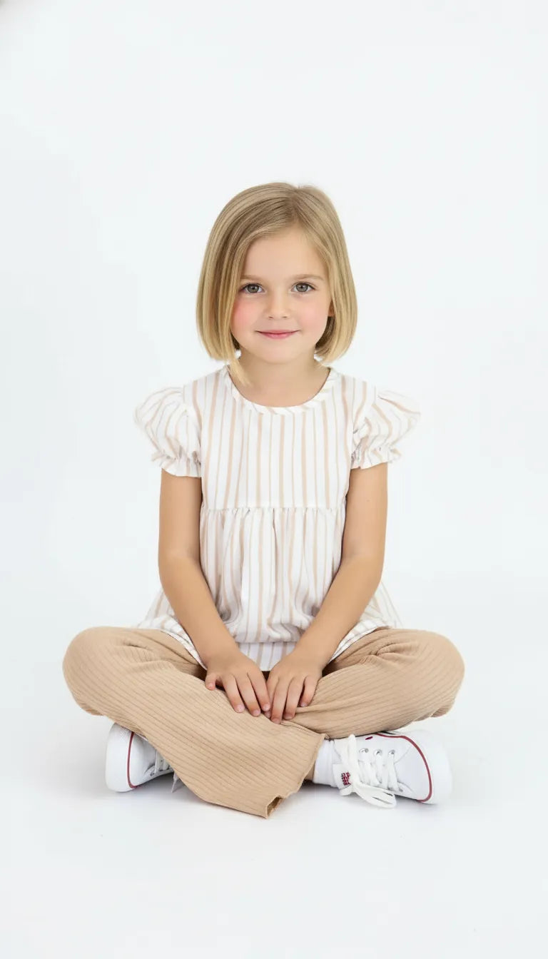 Ensemble Fille 2 Pièces à Manches Bouffantes