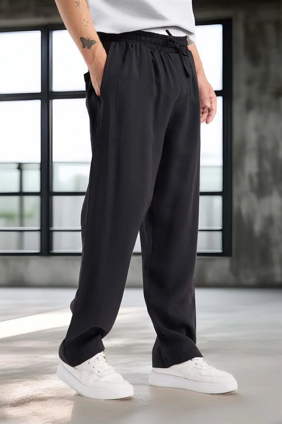 modal kumaş rahat kalip düz paça jogger erkek pantolon - Justyol