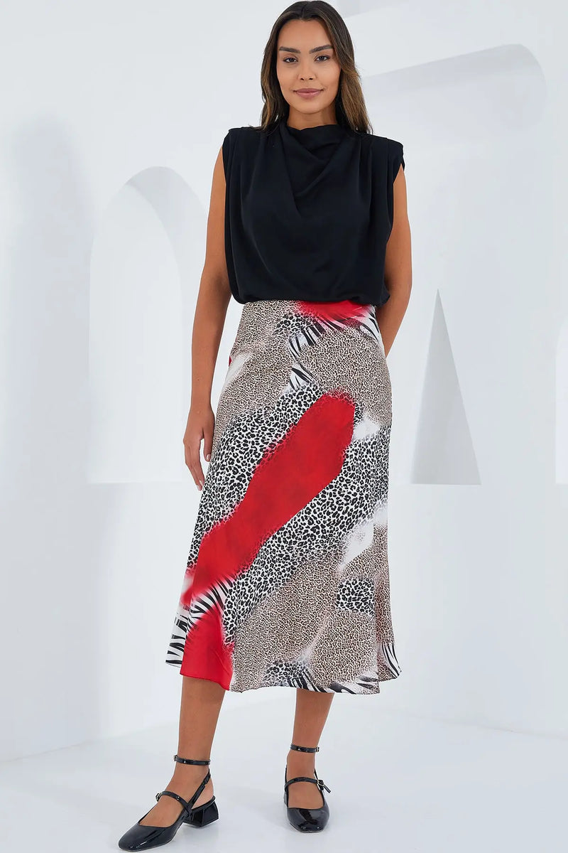 <tc> تنورة نسائية  كلاسيكي من الستان </tc>