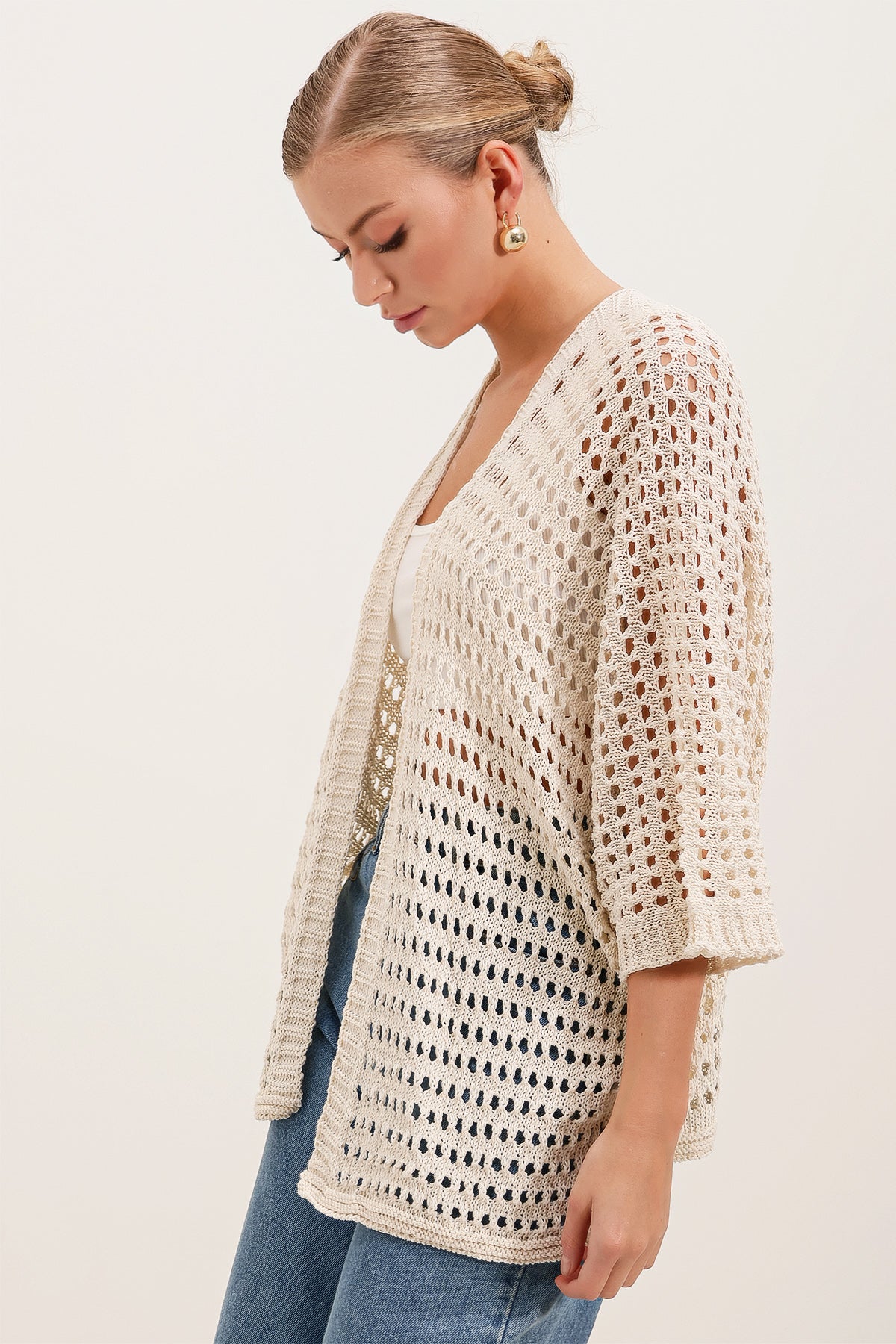 15855 ajurlu/delikli oversize hirka - Justyol