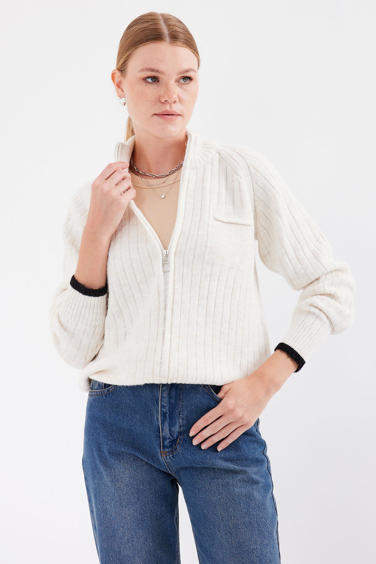 <tc>Cardigan en tricot à fermeture éclair 15863</tc>