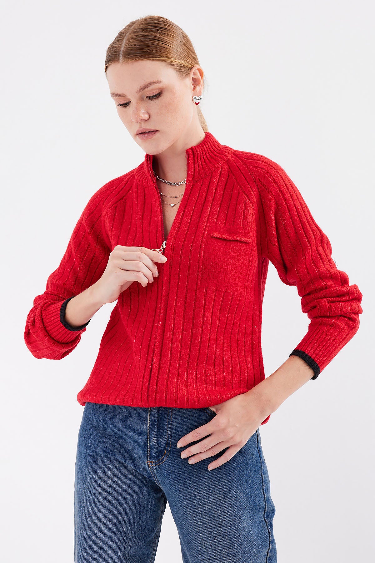 <tc>Cardigan en tricot à fermeture éclair 15863</tc>