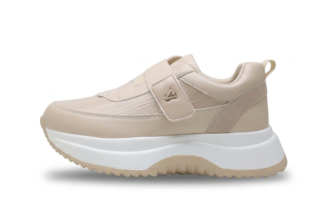 Baskets Plateforme Femme à Scratch Effet Cuir Confortables