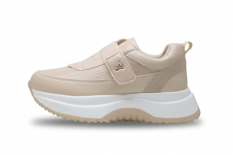Baskets Plateforme Femme à Scratch Effet Cuir Confortables