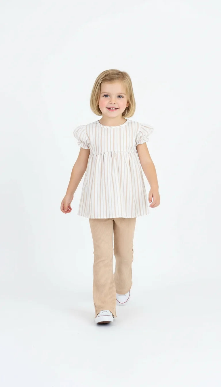 Ensemble Fille 2 Pièces à Manches Bouffantes