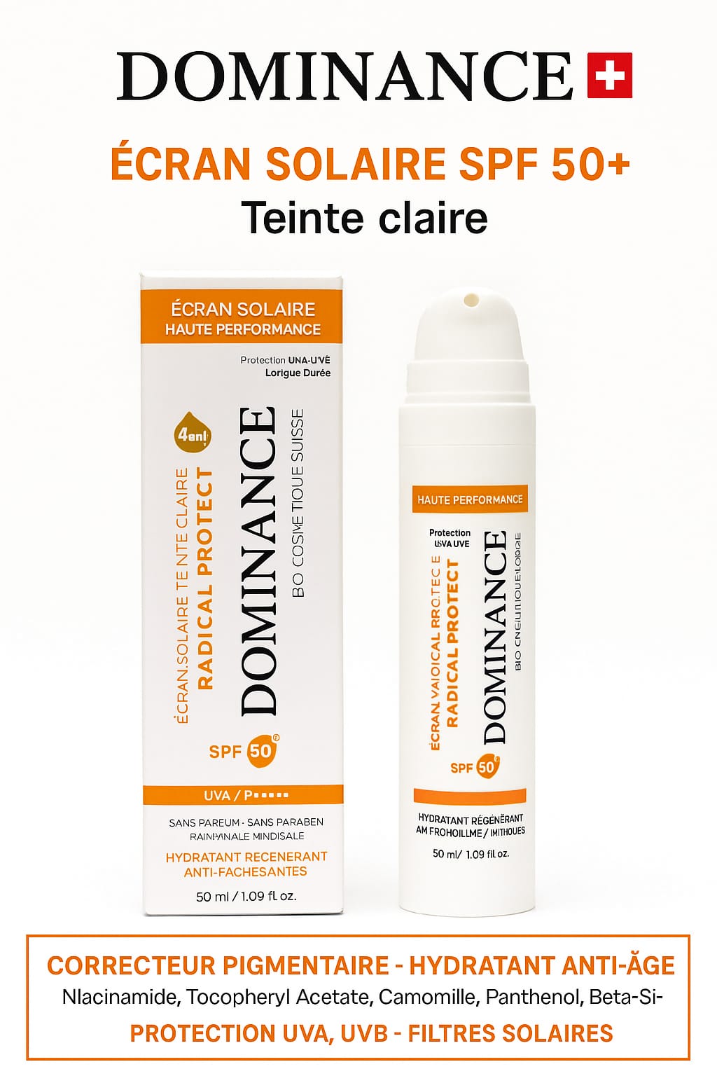 Dominance Écran Solaire SPF 50+ Teintée 50ml Dominance