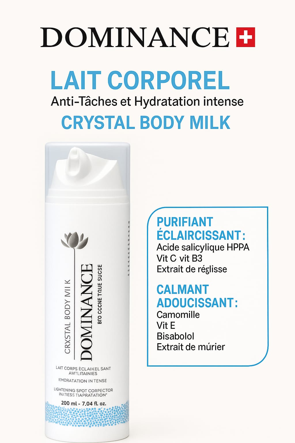 DOMINANCE LAIT CORPOREL Anti-Tâches et Hydratation intense Dominance