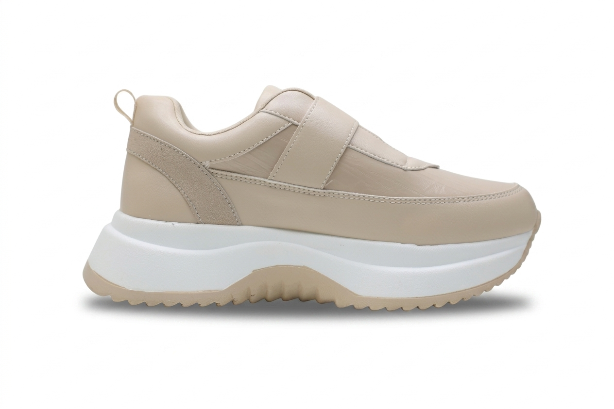 Baskets Plateforme Femme à Scratch Effet Cuir Confortables