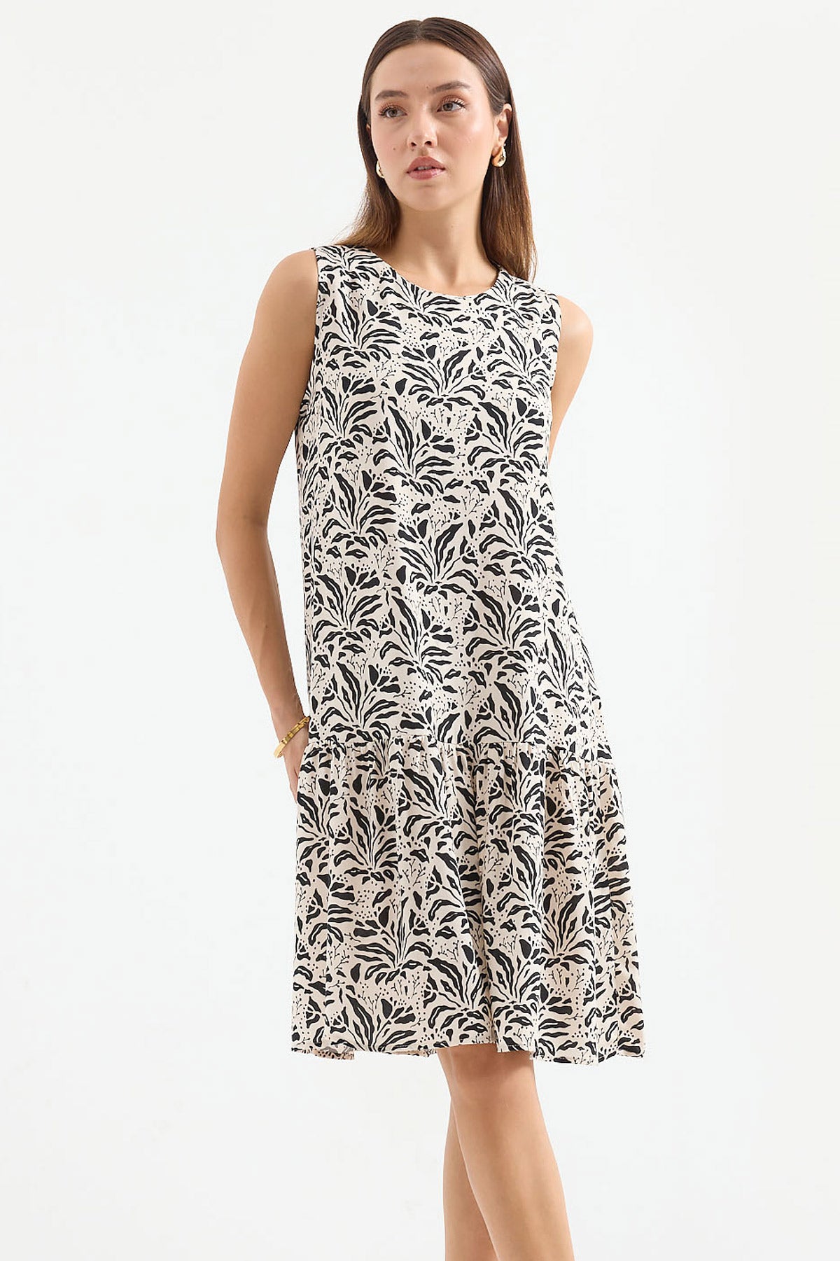 <tc>Robe en viscose à motif crème 1962.</tc>