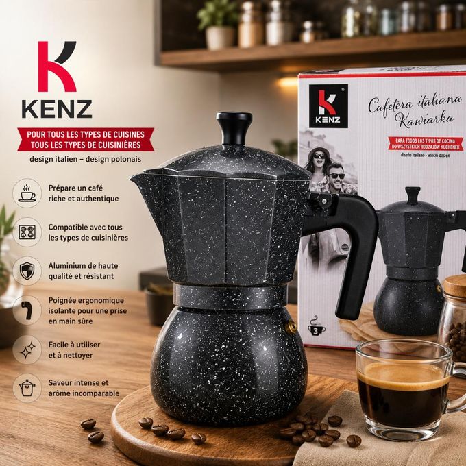 Kenz Cafetière Italienne 9 Tasses Effet Pierre