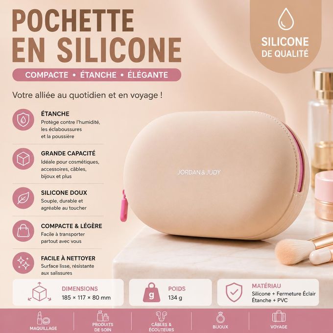 Trousse de Voyage Silicone – Format Compact, Grande Capacité, Idéale Déplacement