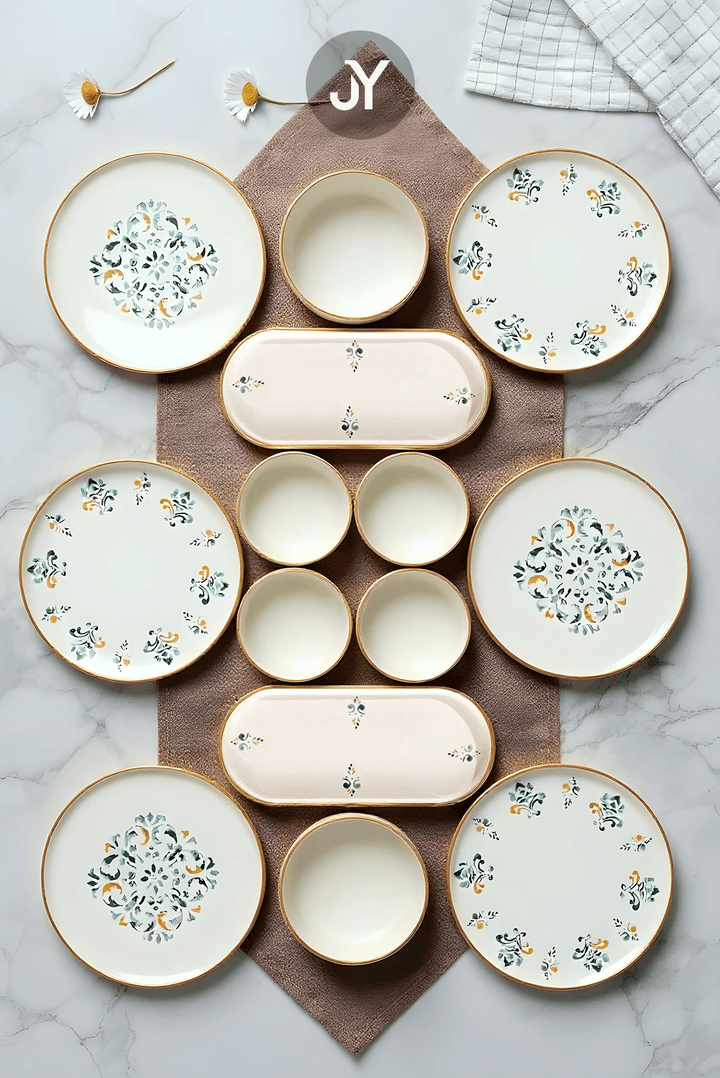 Service petit-déjeuner empilable D-Harma pour 6 personnes – Set de présentation luxe 14 pièces