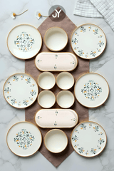 14 Parça 6 Kişilik D - Harma Stackable Kahvaltı Takımı Lüx Kahvaltılık Sunum Seti Tabağı - Justyol