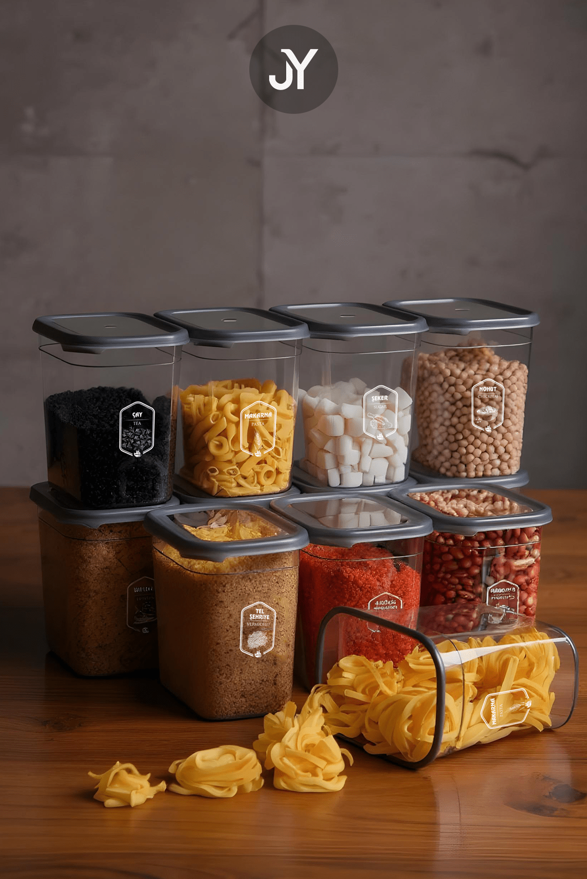 12 Adet Jumbo Boy Dikdörtgen Saklama Kabı Seti - 2000 Ml Süper Set - Justyol