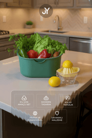 5 li Aura Profesyonel Çok Amaçlı Hazırlık Seti Karıştırma Kasesi Süzgeci Limon Sıkacağ Kesme Tahtası - Justyol