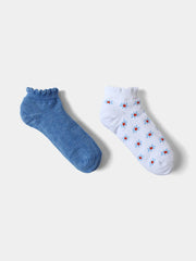 Chaussettes courtes pour filles adolescentes avec motifs floraux, lot de 2 - SOK24GAAB71461MR1 - Justyol