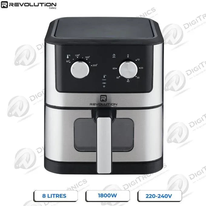 REVOLUTION Friteuse Sans Huile 8L Contrôle mécanique, Fenêtre visible 200°, R-AF01 - Justyol