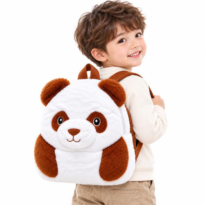 Sac à dos Panda en peluche – cartable 3D Noir & Blanc