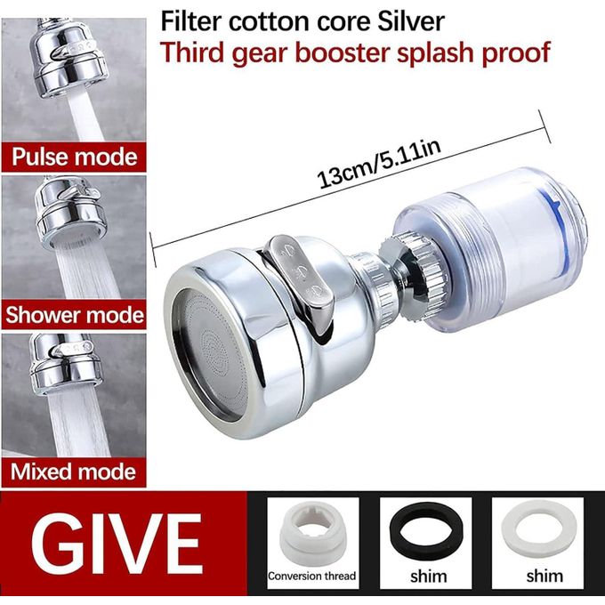 Robinet de cuisine avec filtre anti-calcaire, rotation 360°, sortie d’eau en mousse, 3 modes de jet réglables