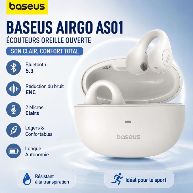 Baseus AirGo AS01 Écouteurs Bluetooth 5.3 Open Ear Sport