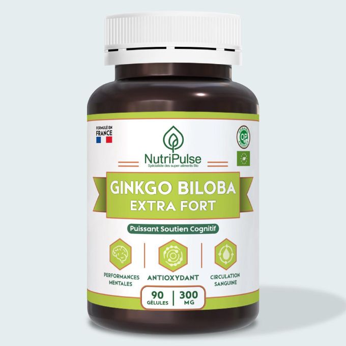 NutriPulse Ginkgo Biloba 300 mg – Mémoire, Concentration & Circulation – 90 Gélules