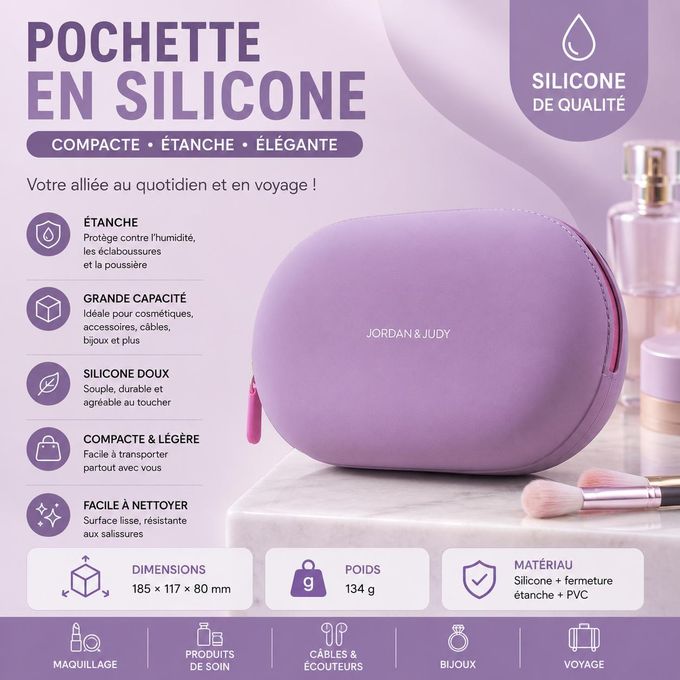 Trousse de Voyage Silicone – Format Compact, Grande Capacité, Idéale Déplacement