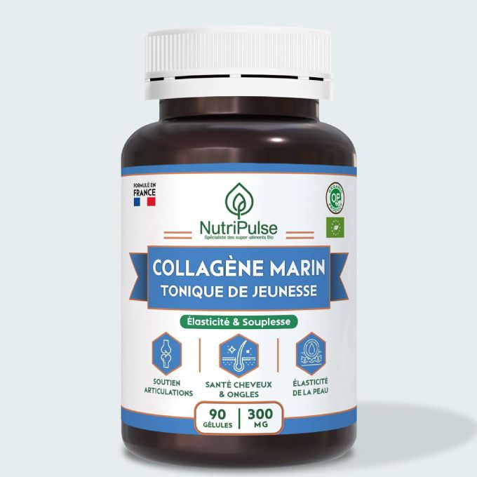 NutriPulse Collagène Marin 300 mg Tonique de Jeunesse – Peau, Cheveux & Confort Articulaire – 90 Gélules