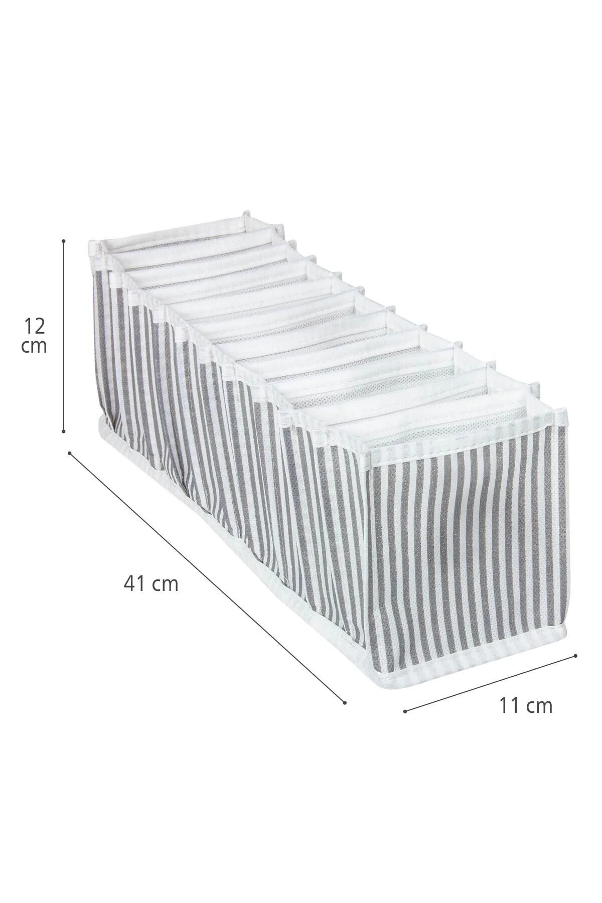 Organiseur accordéon - Taille S (41 x 11 x 12 cm) – Rangement compact avec design à rayures grises