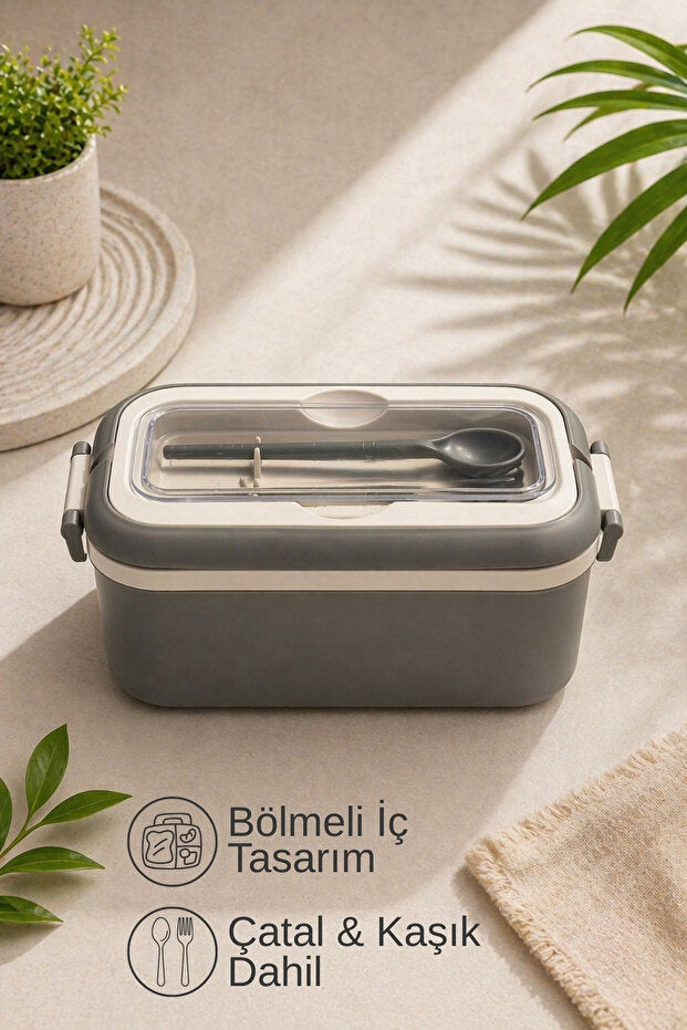 Lunch Box Compartimentée avec Cuillère et Fourchette – 3 Compartiments