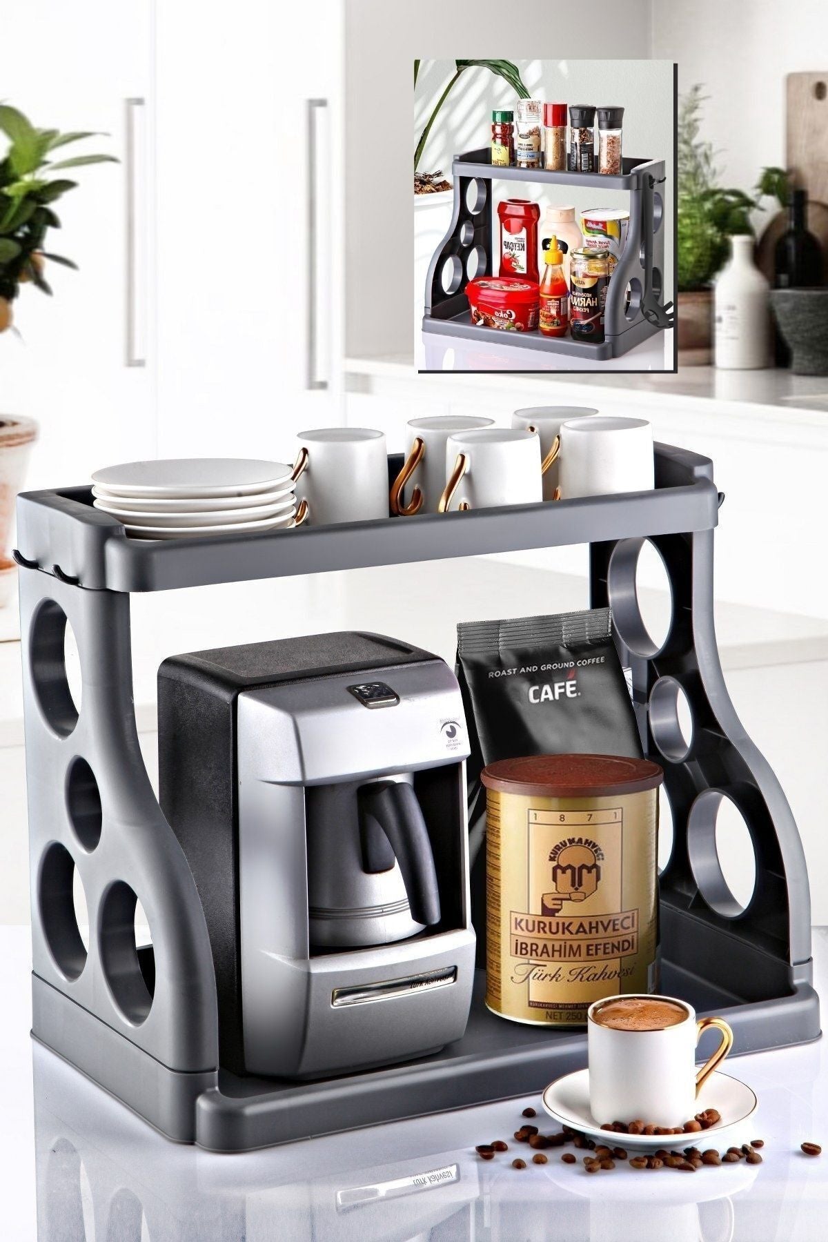 Tezgah Üstü Çok Amaçlı Elegance Organizer / Düzenleyici Antrasit - Justyol